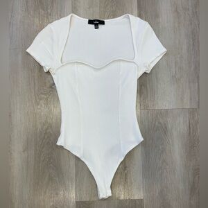 Lulu's Ivory Ribbed Bodysuit